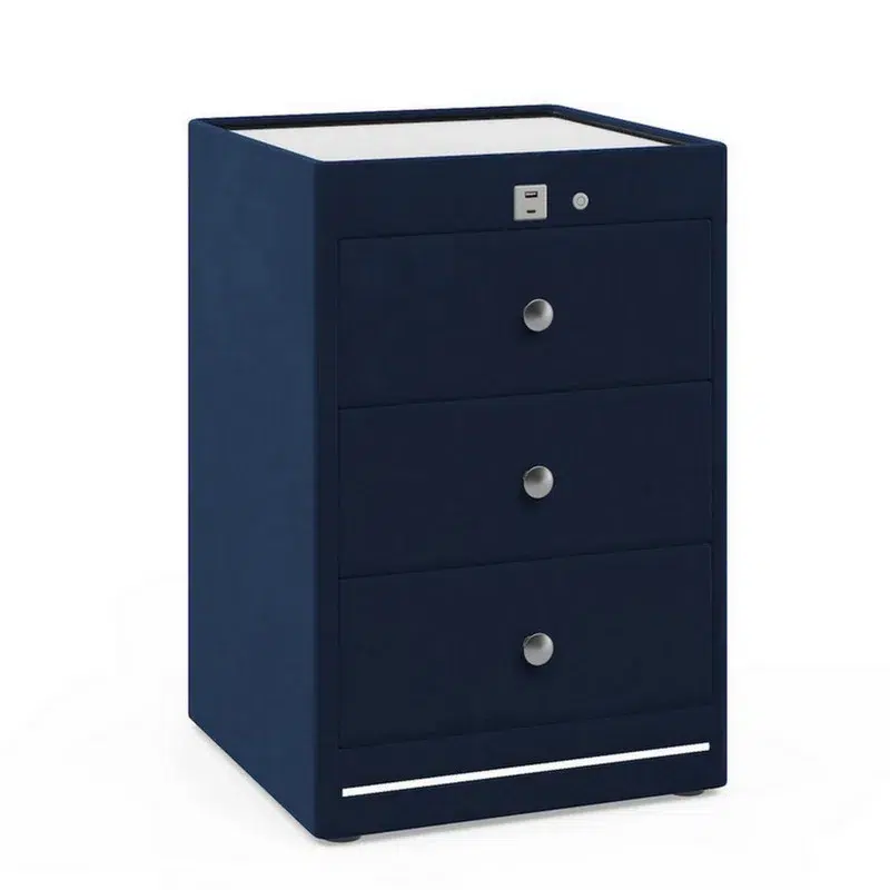 Kuban usb charging bedside table, deep blue