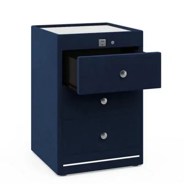 Kuban USB Charging Bedside Table, Deep Blue