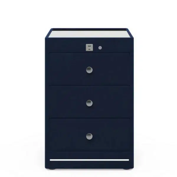 Kuban usb charging bedside table, deep blue