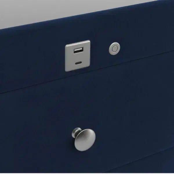 Kuban usb charging bedside table, deep blue