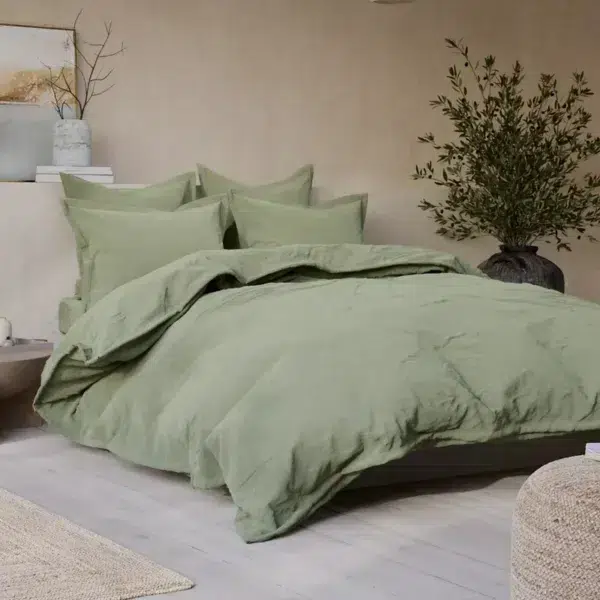 M&S and X Fired Earth - Washed Cotton Duvet Cover, Green