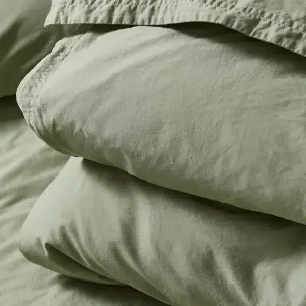 M&s and x fired earth - washed cotton duvet cover, green