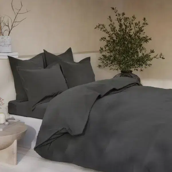 M&s and x fired earth - washed cotton duvet cover, charcoal