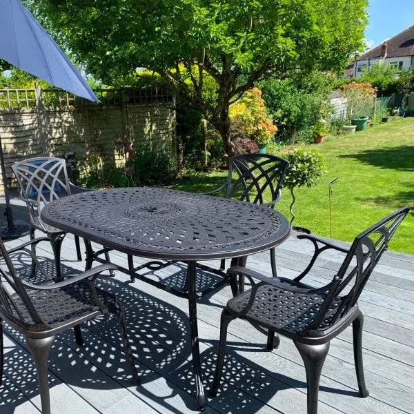 JUNE Antique Bronze 4 Seater Oval Cast Iron Table & Chairs