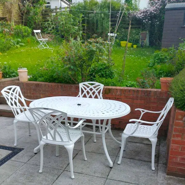 White cast clearance iron table
