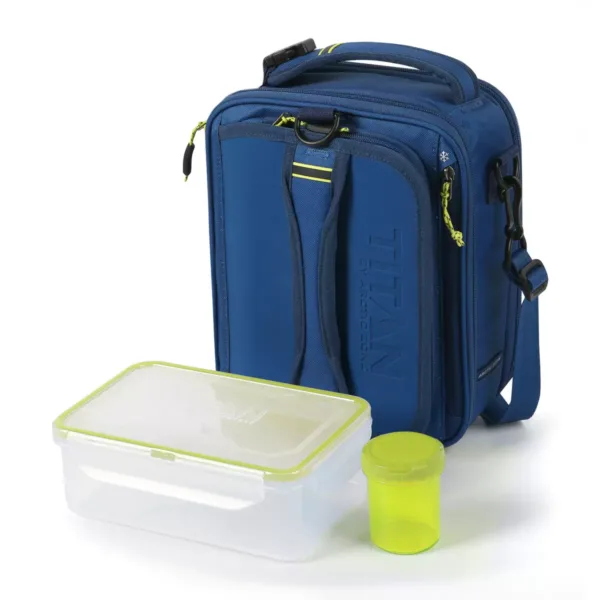 Titan expandable travel lunchbox with ice walls in blue