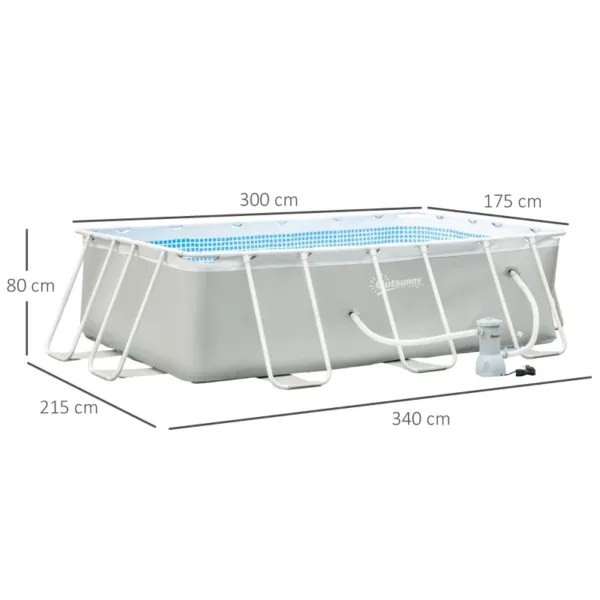 Outsunny 9. 8ft rectangular steel frame garden pool with filter pump
