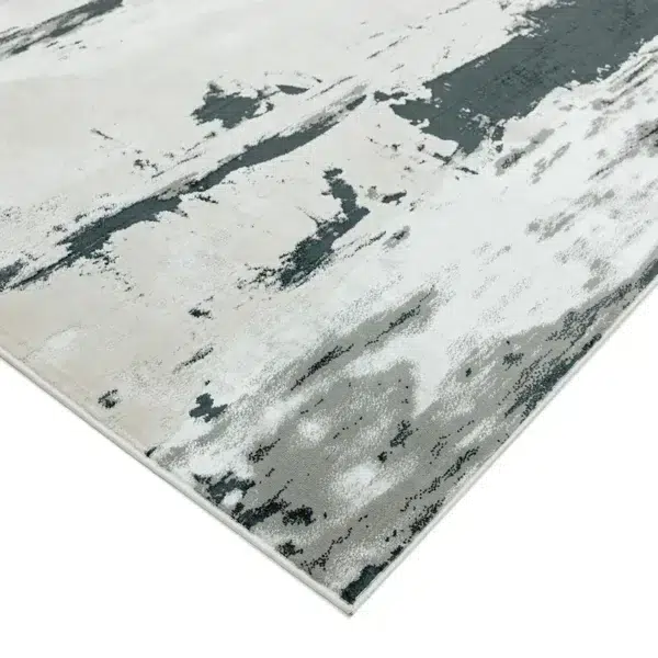 Aurora Glacier AU10 Abstract Rugs in Metallic Silver Grey