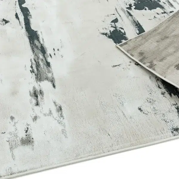 Aurora glacier au10 abstract rugs in metallic silver grey