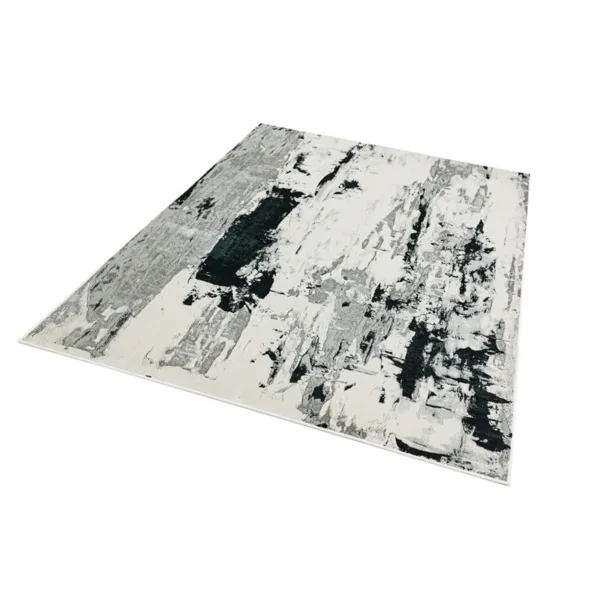 Aurora glacier au10 abstract rugs in metallic silver grey