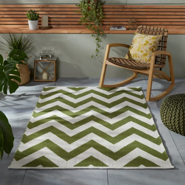 Brittany Chevron Flatweave Indoor Outdoor Rug - Green