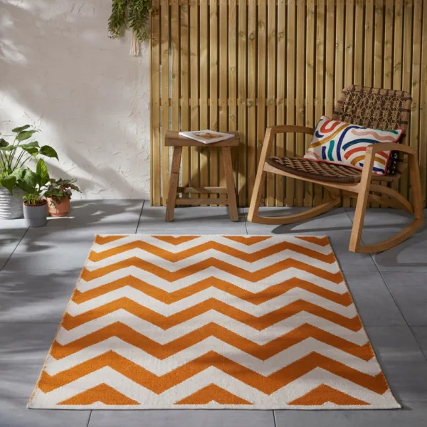 Brittany chevron flatweave indoor outdoor rug - orange