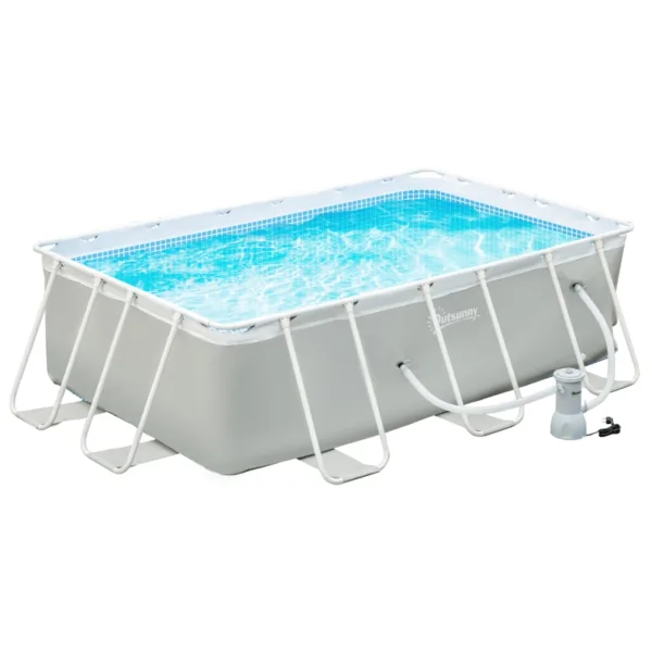 Outsunny 9.8ft Rectangular Steel Frame Garden Pool with Filter Pump