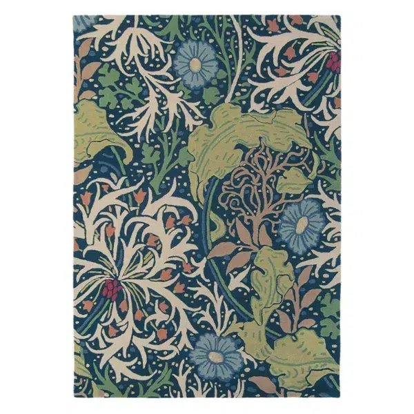 Seaweed Floral Rugs 28008 in Ink by William Morris