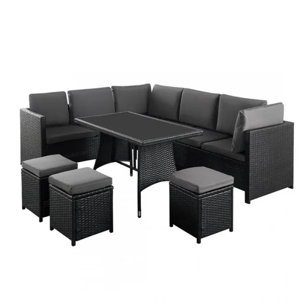 Algarve rattan outdoor furniture set, black