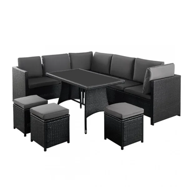 Algarve Rattan Outdoor Furniture Set, Black