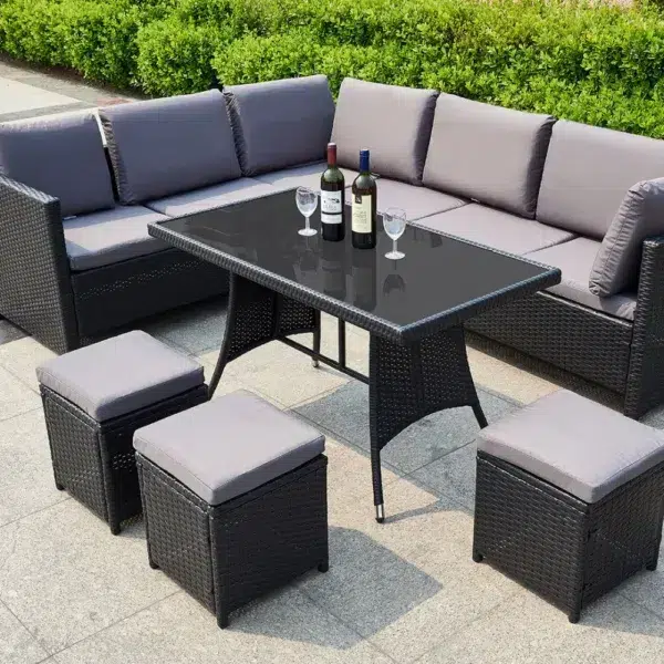 Algarve rattan outdoor furniture set, black