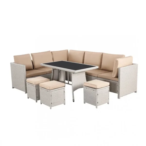 Algarve Rattan Outdoor Furniture Set, Cream