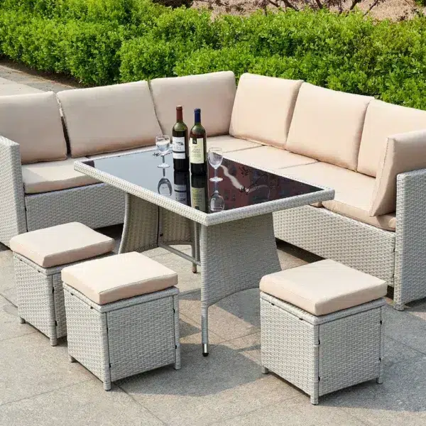 Algarve rattan outdoor furniture set, cream