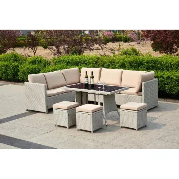 Algarve Rattan Outdoor Furniture Set, Cream