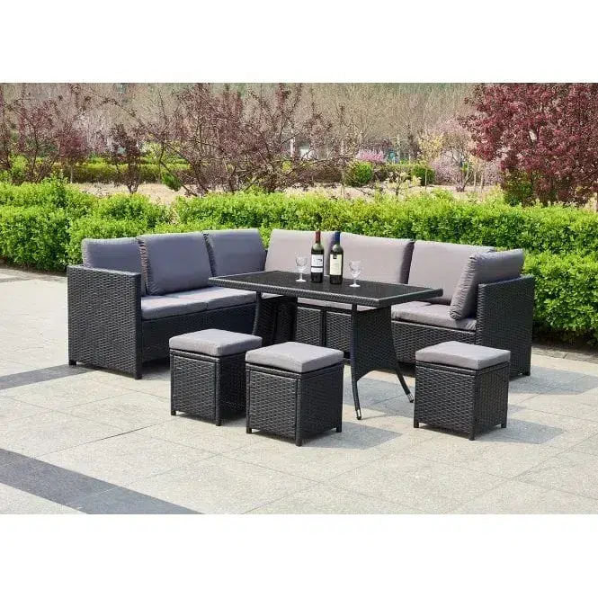 Algarve Rattan Outdoor Furniture Set Black Absolute Home
