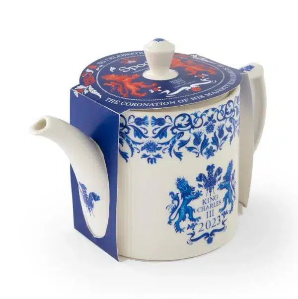 Spode king charles iii coronation earthenware teapot