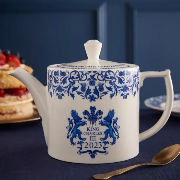 Spode king charles iii coronation earthenware teapot