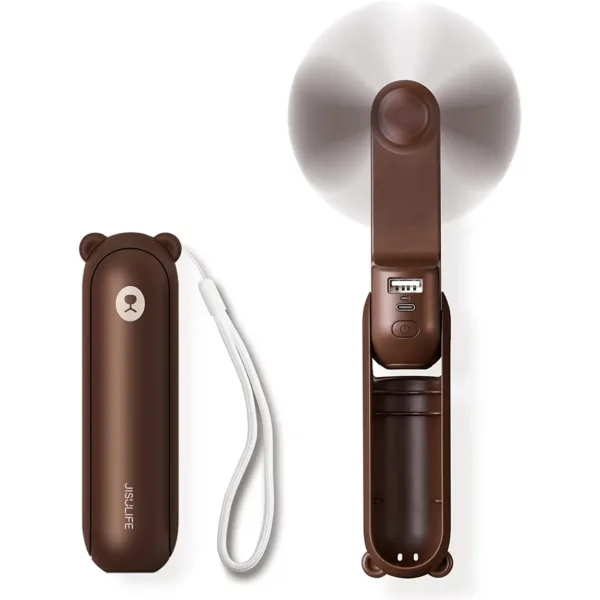 JISULIFE Handheld Fan, Light and Powerpack in One - Brown