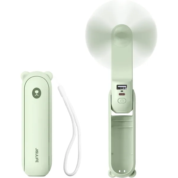 JISULIFE Handheld Fan, Light and Powerpack in One - Light Green