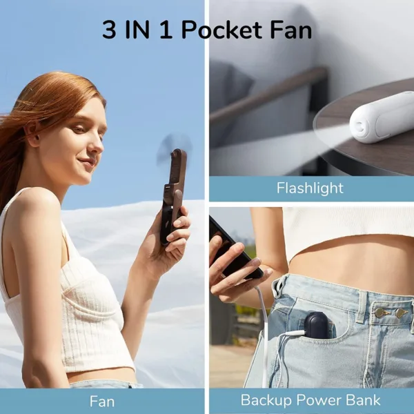 JISULIFE Handheld Fan, Light and Powerpack in One - Blue