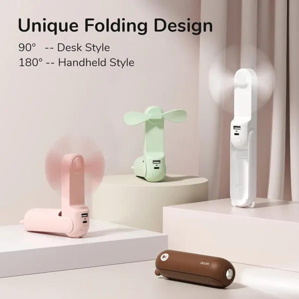Jisulife handheld fan, light and powerpack in one - light green