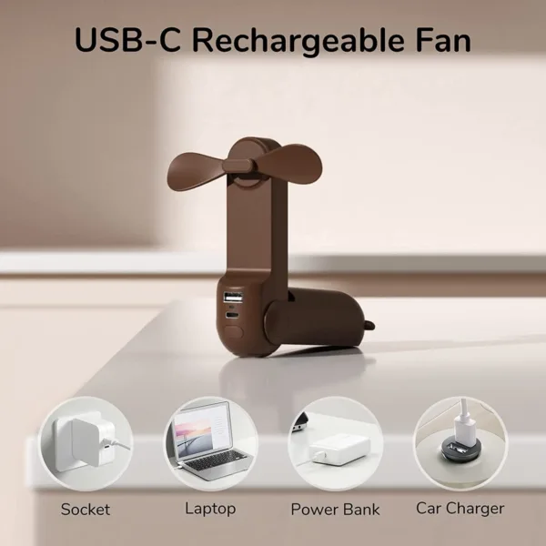 Jisulife handheld fan, light and powerpack in one - brown