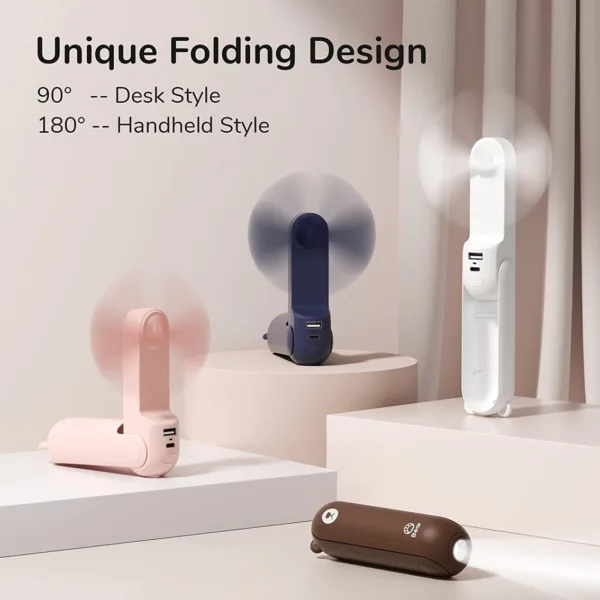 Jisulife handheld fan, light and powerpack in one - brown