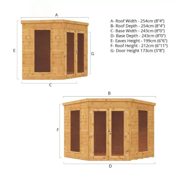 Adley 8' x 8' chelsea deluxe corner summer house