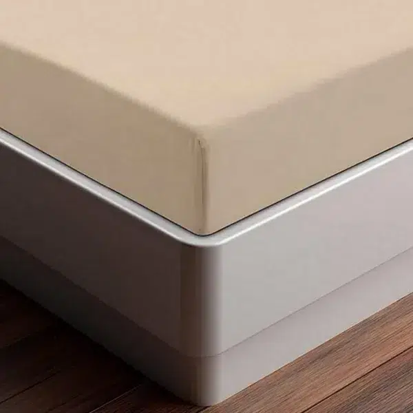 Utopioa 14 inch (35cm) deep fitted microfibre bedsheet, beige