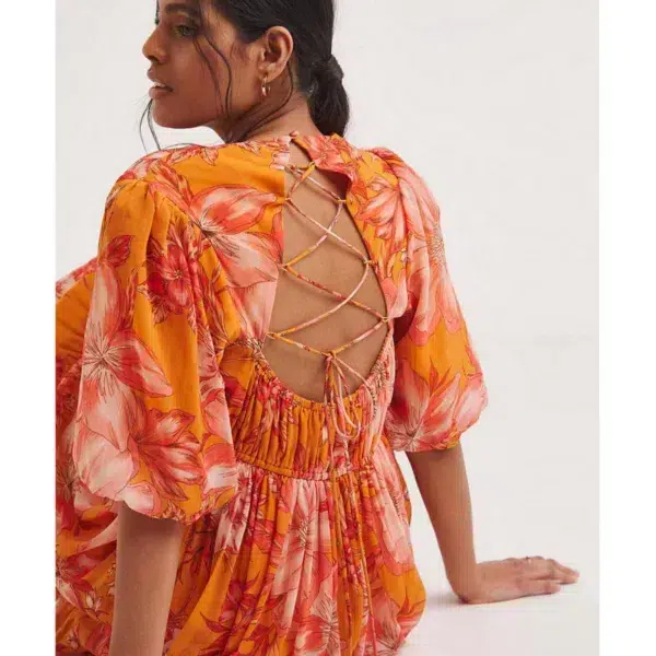Joanna hope lace up maxi dress, orange print