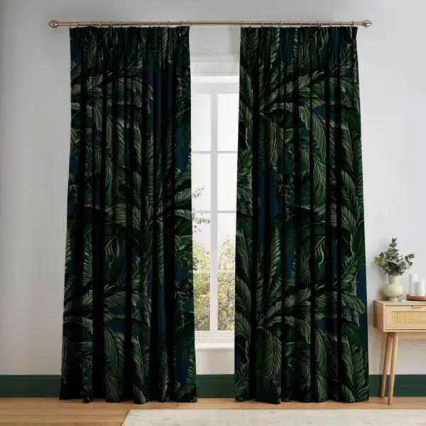 Daintree Palm Midnight Curtain - Made to Measure