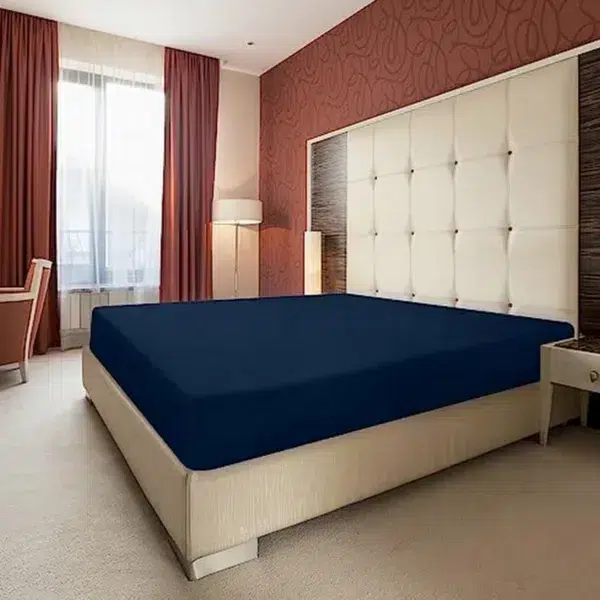 Utopioa 14inch (35cm) deep fitted microfibre bedsheet, navy