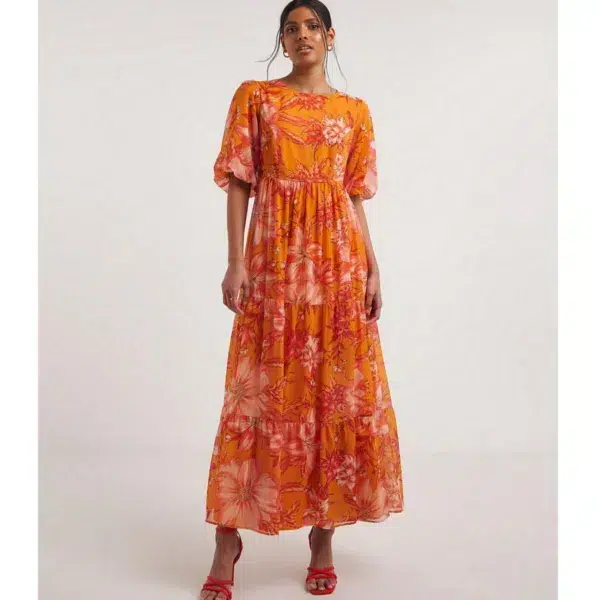 Joanna hope lace up maxi dress, orange print