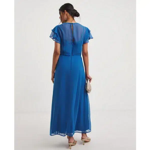 Joanna hope blue printed ruffle maxi dress