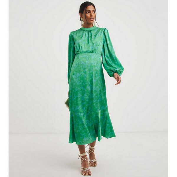 Joanna Hope Satin Jacquard Midi Dress, Green