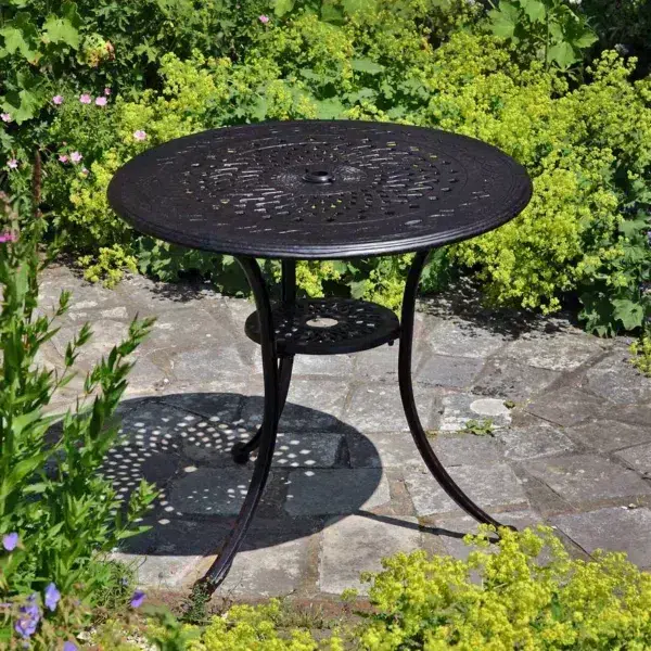 ANNA Antique Bronze 80cm Round Cast Aluminium Patio Table