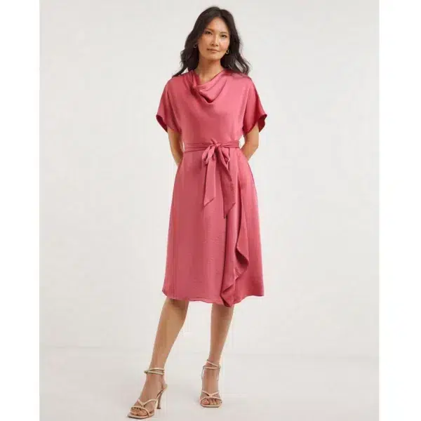 Joanna Hope Cowl Neck Dress, Rose Pink