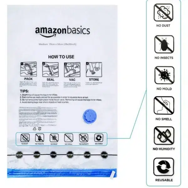 Amazon basics medium vacuum compression storage bags x 5