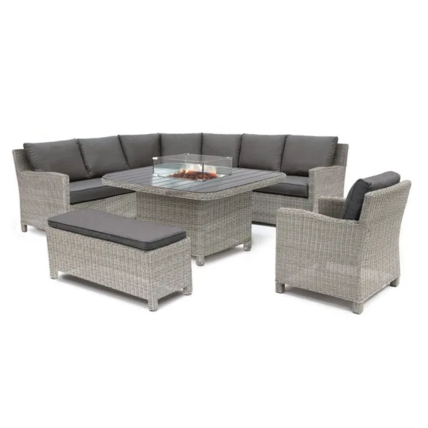 Palma 8 seater corner sofa set with firepit table
