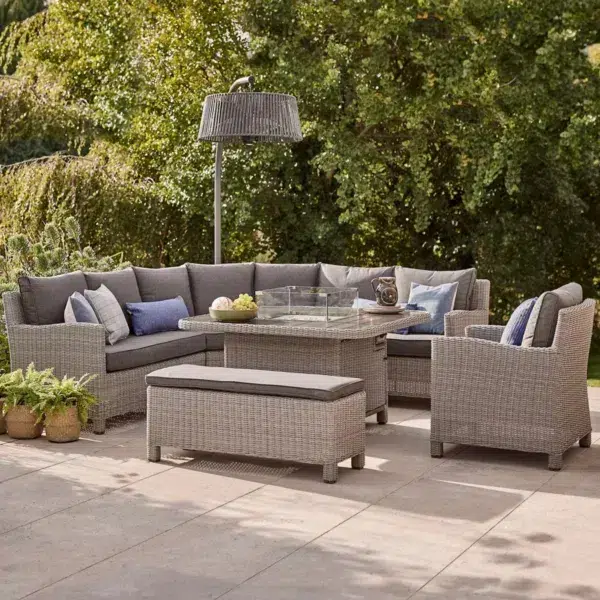 Palma 8 Seater Corner Sofa Set with Firepit Table