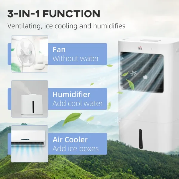 Homcom air cooler, mobile cooling fan humidifier air conditioner