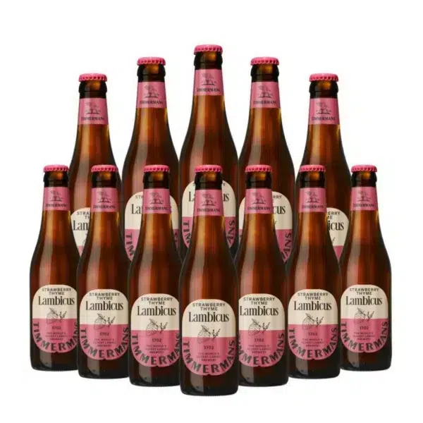 Timmermans lambicus strawberry thyme belgian fruit beer 330ml bottles – 4. 0% abv (12 pack)