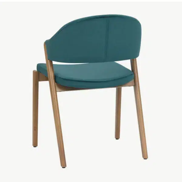 Highgate rustic oak dining chair, azure velvet