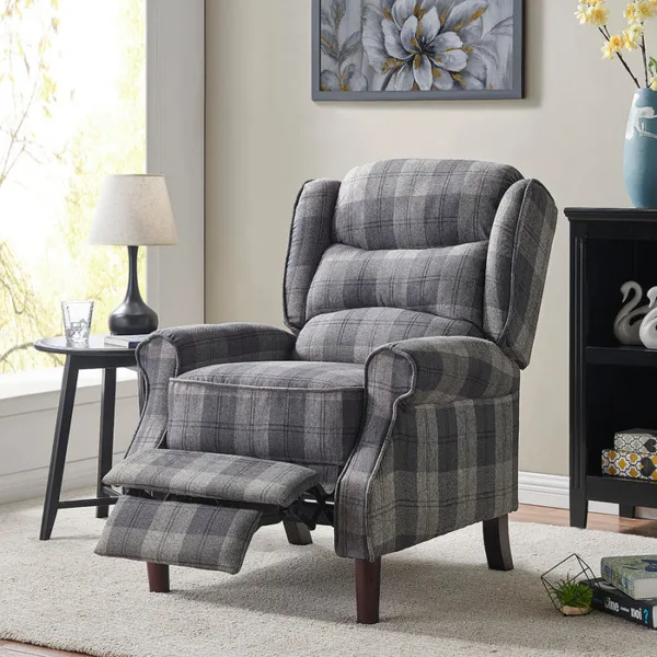 Nairn tartan recliner chair, grey